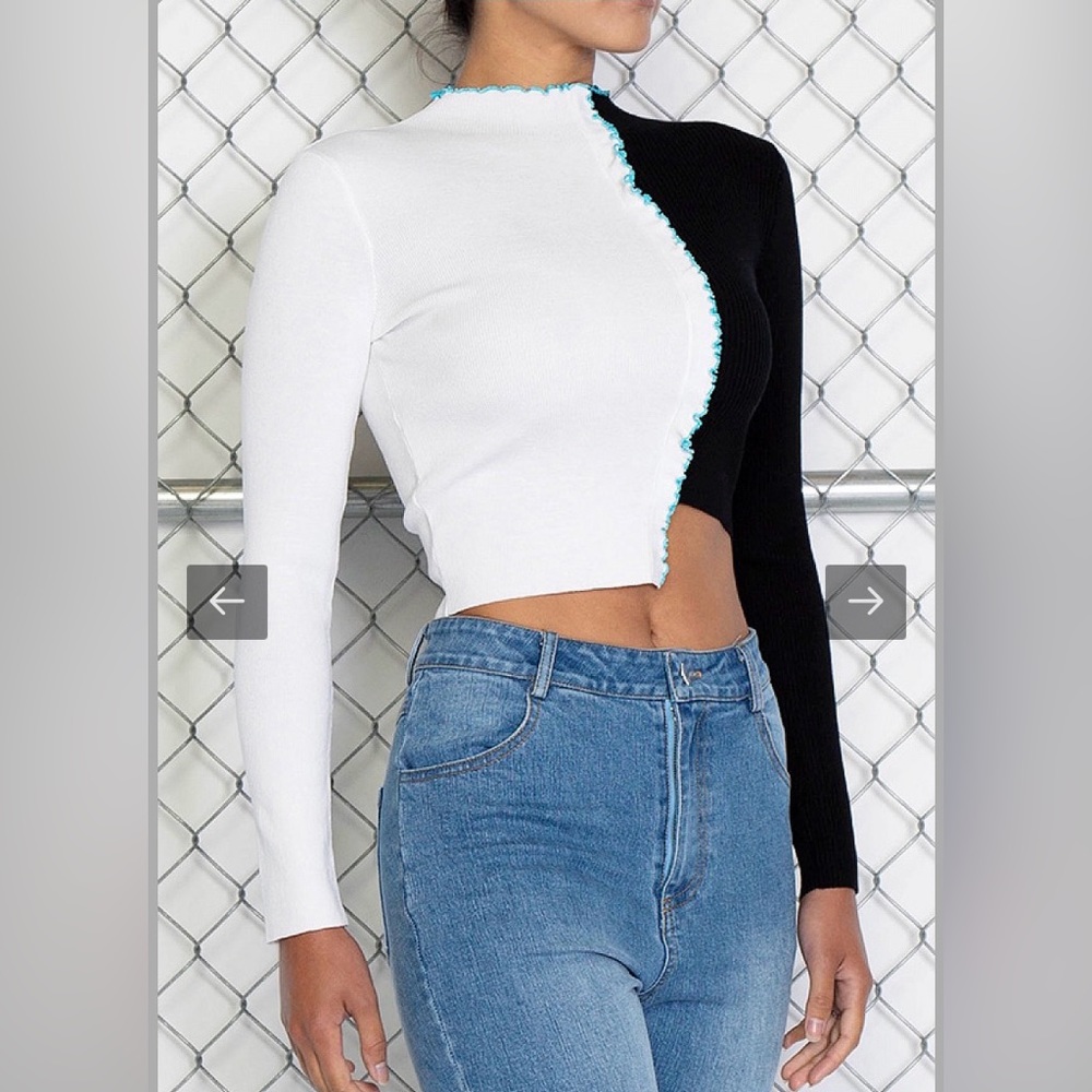 Crop top color block sweater